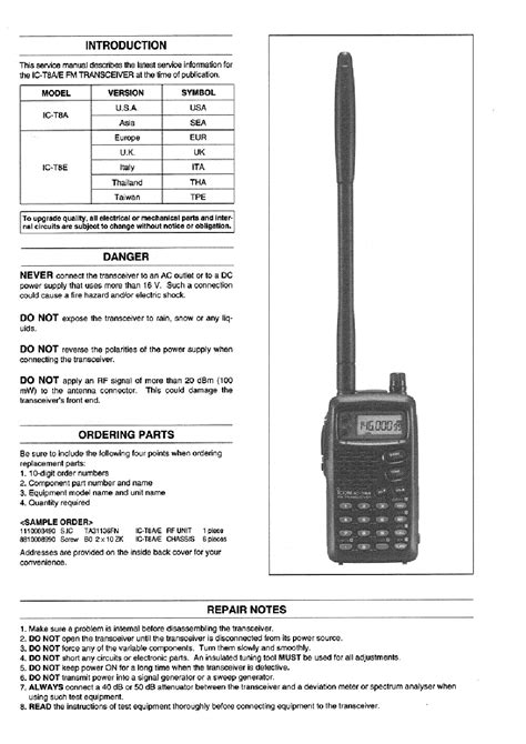 Download Icom Ic T8a Ic T8e Service Repair Manual