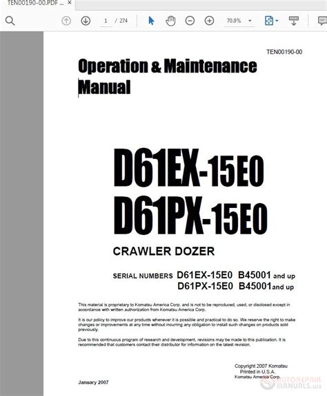 Download Komatsu D61ex 15 15e0 D61px 15 15e0 Bulldozer Service Shop Manual