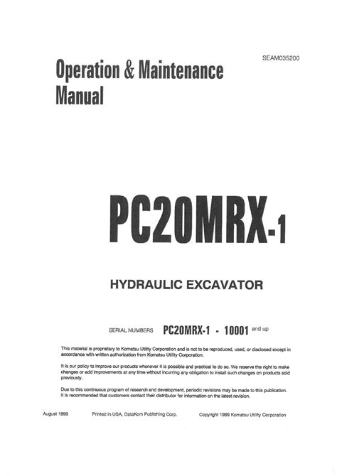 Download Komatsu Excavator Pc20mrx 1 Pc20 Mrx Service Repair Shop Manual