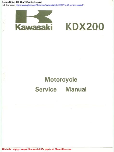 Download Now Kdx200 Kdx 200 89 94 Service Repair Workshop Manual