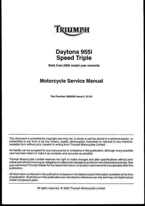 Download Now Triumph Daytona Speed Triple 955i Service Repair Workshop Manual