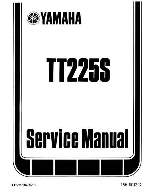 Download Now Yamaha Tt225 Tt 225 Tt225s 1986 1987 Service Repair Workshop Manual