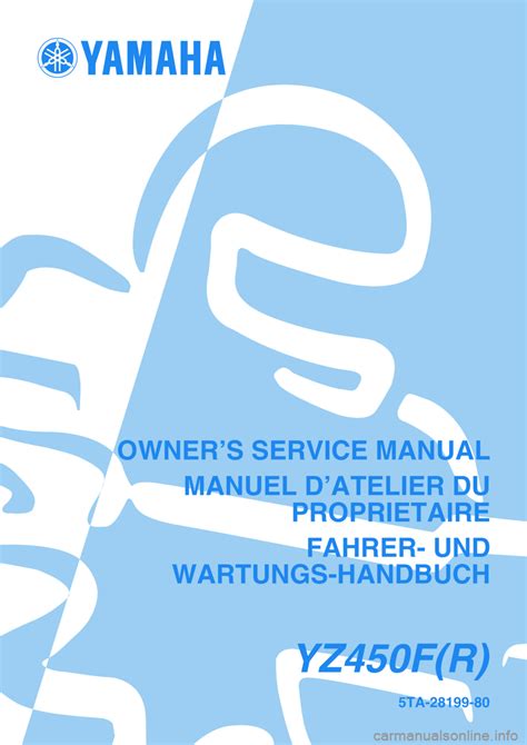 Download Service Repair Manual Yamaha Yz450f 2003