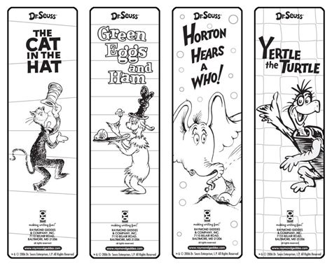 Dr Seuss Bookmarks Printable Free