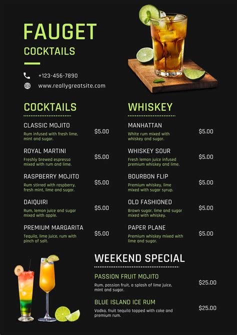 Drink Menu Template Free