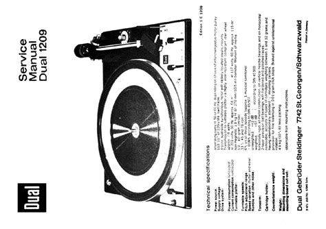 Dual 1209 Turntable Service Manual Repair Manual