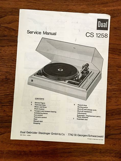 Dual Cs 1258 Turntable Service Manual Repair Manual