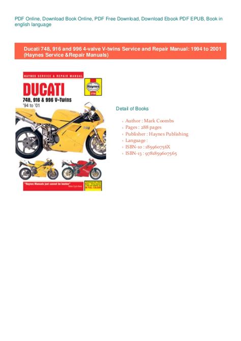 Ducati 748 916 Service Repair Workshop Manual Download