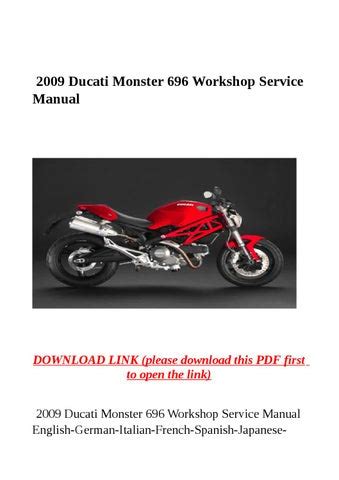 Ducati Monster 696 Workshop Repair Manual 2009 Onwards