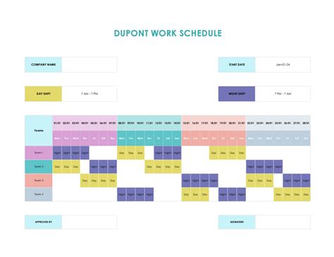 Dupont Work Schedule Template