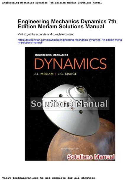 Dynamics Meriam 7th Edition Solution Manual