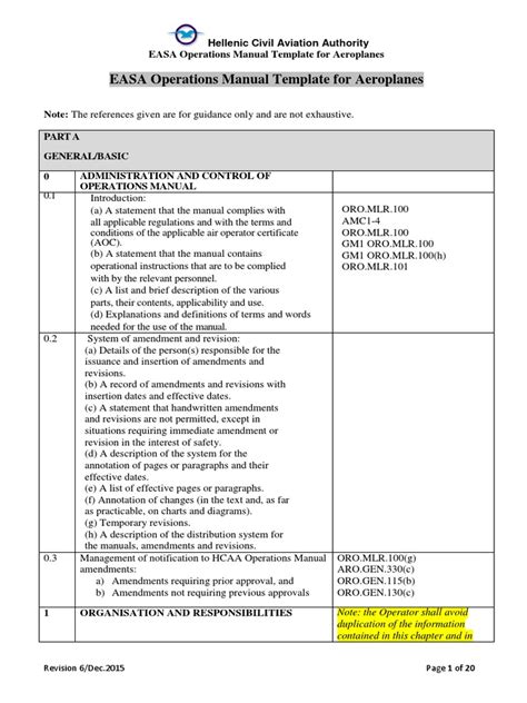 Easa Operations Manuals Part D Training