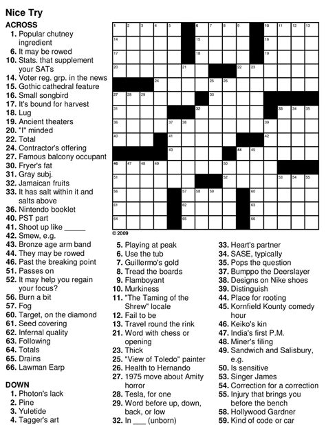 Easy Printable Crosswords With Answers