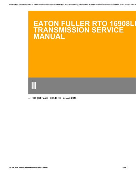 Eaton Fuller Rto 16908ll Transmission Service Manual