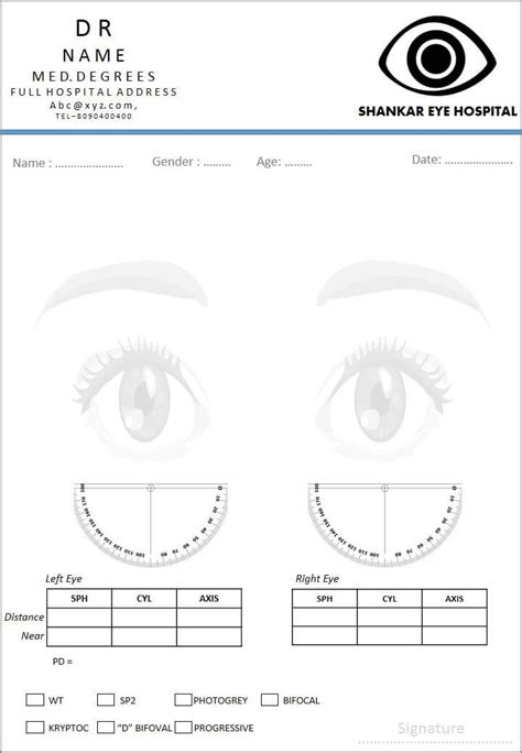 Editable Eye Doctor Prescription Template