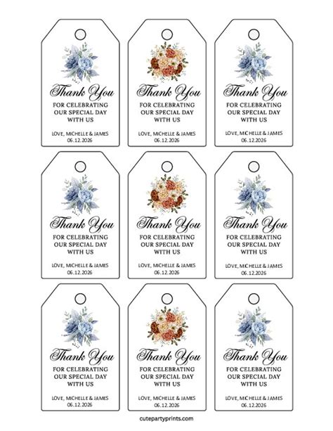 Editable Free Printable Wedding Favor Tags Template
