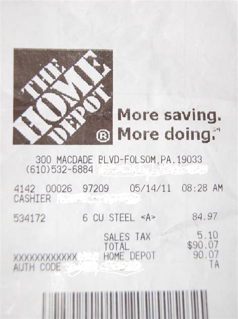 Editable Home Depot Receipt Template