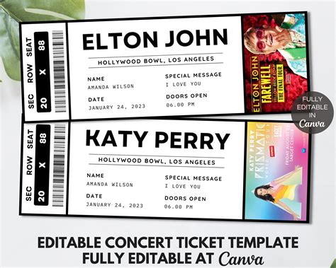 Editable Ticket Template Free