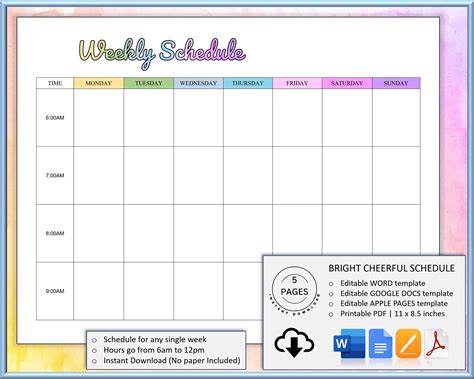 Editable Weekly Schedule Template