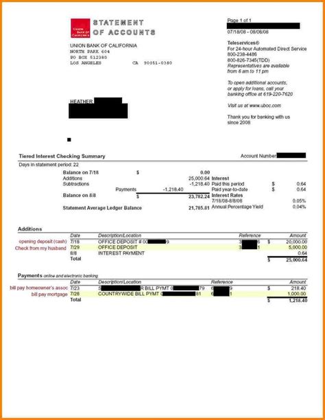 Editable Wells Fargo Bank Statement Template