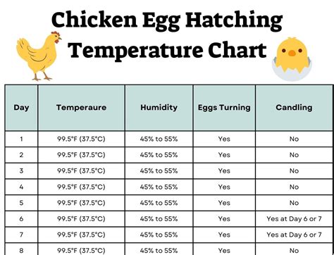 Egg Incubation Temperature Chart