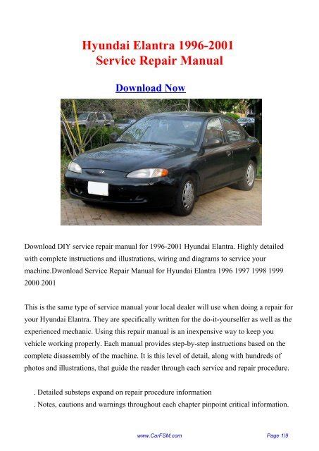 Elantra 1998 Factory Service Repair Manual Download