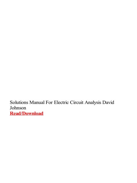 Electric Circuit Analysis Solution Manual Johnson