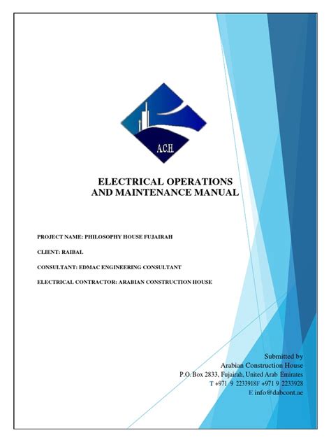 Electrical Operation And Maintenance Manual