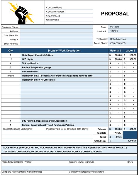 Electrician Proposal Template