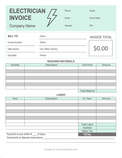 Electrician Receipt Template