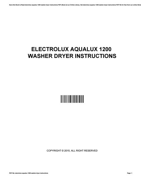 Electrolux Aqualux 1200 Instruction Manual