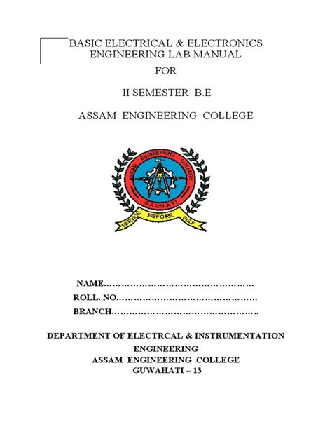 Electronics Engineering Lab Manual First Sem