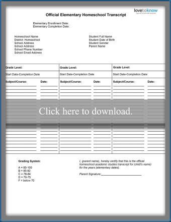 Elementary Transcript Template