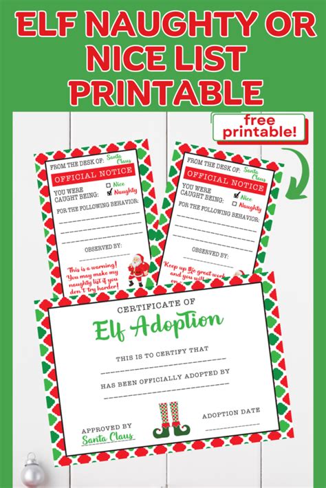 Elf Naughty List Printable