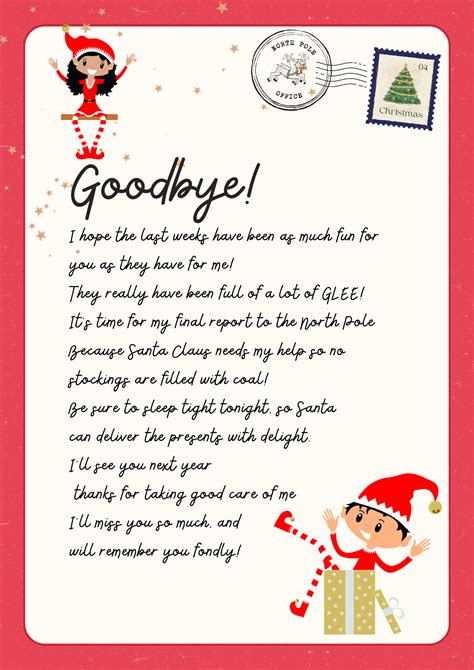 Elf On A Shelf Goodbye Letter Free Printable