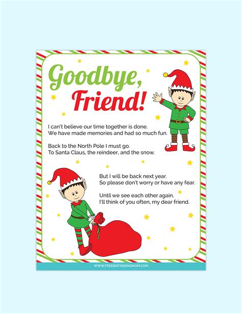 Elf On The Shelf Goodbye Letter Printable