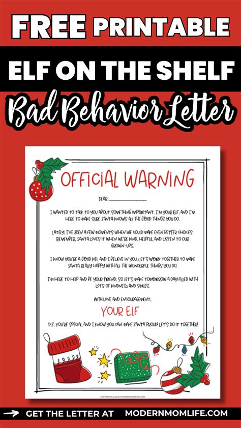 Elf On The Shelf Letter For Bad Behavior Printable