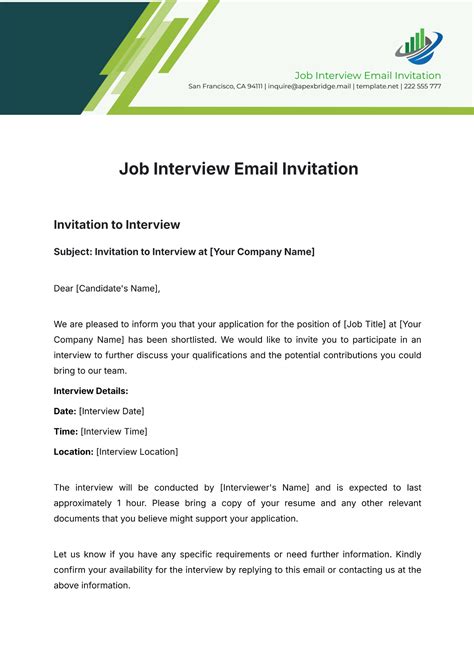 Email Invitation For Interview Template