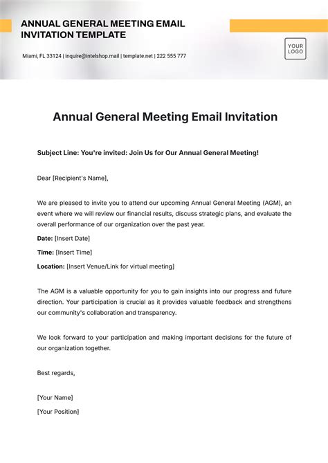 Email Invitation To A Meeting Template