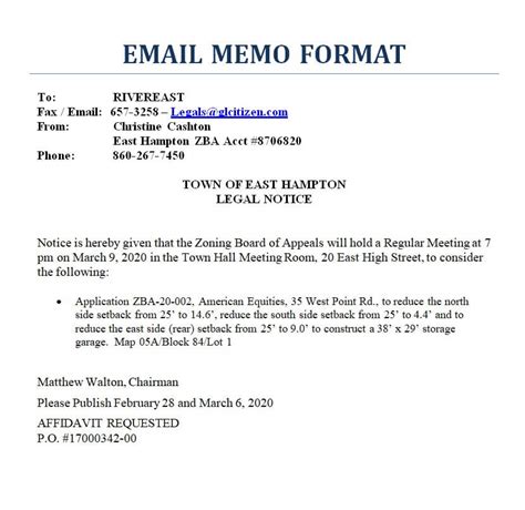 Email Memo Template