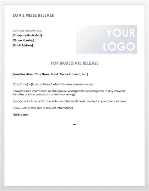 Email News Release Template