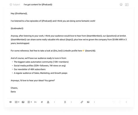 Email Template For Influencers