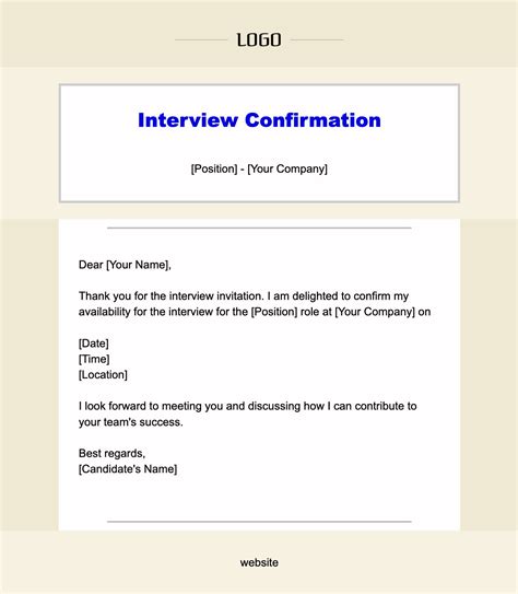 Email Template For Interview Confirmation