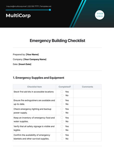 Emergency Checklist Template