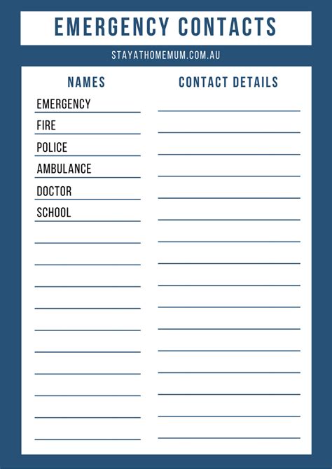 Emergency Phone List Template