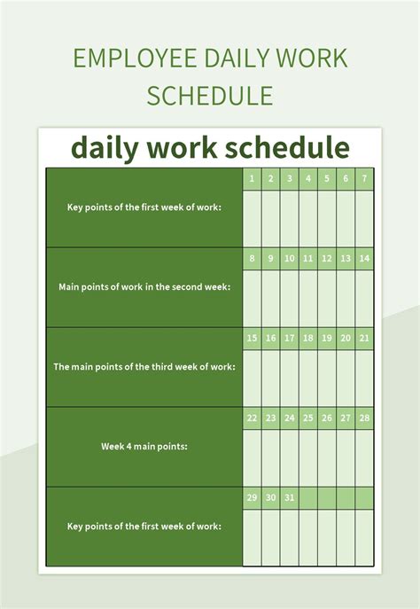 Employee Daily Work Schedule Template