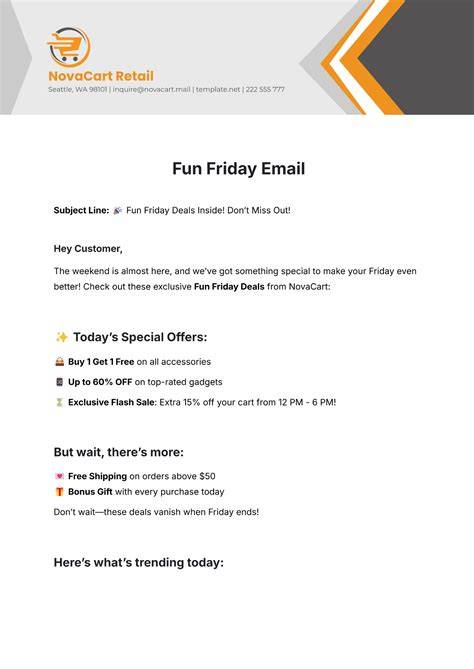 Employee Engagement Fun Friday Email To Employees Template