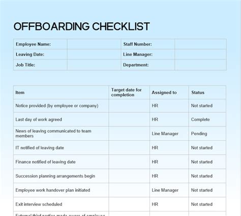 Employee Offboarding Checklist Template