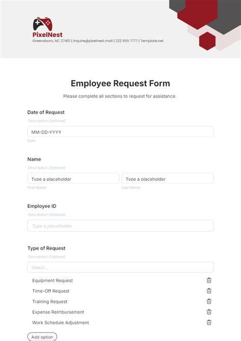 Employee Request Form Template