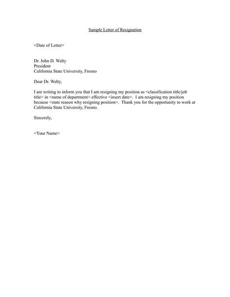 Employee Resignation Letter Template